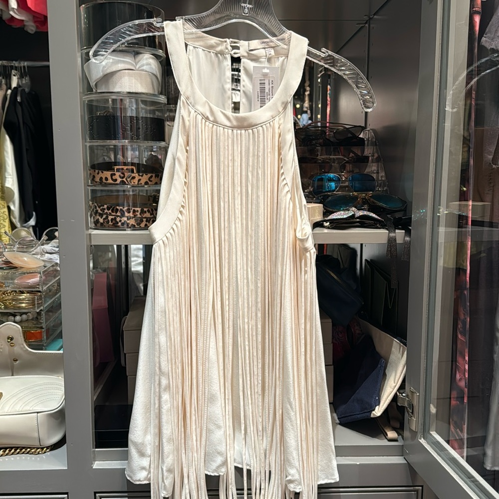 Lavender brown cream colored tank with fringe